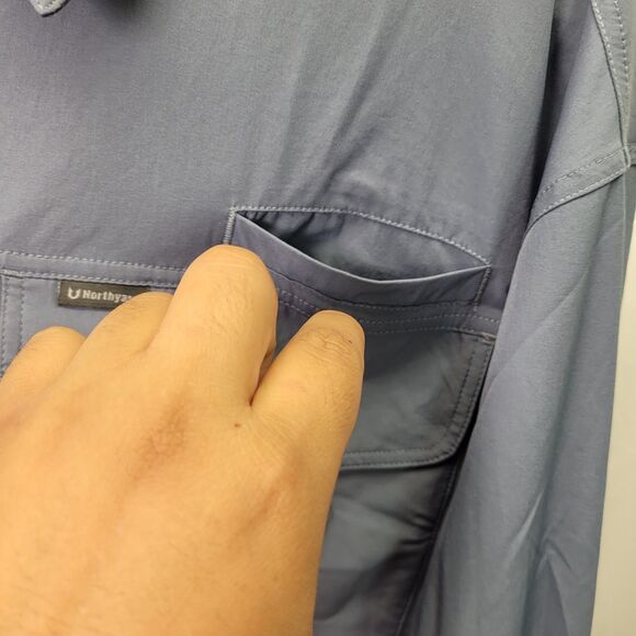 Northyard Men Button Front Shirt Blue Long Sleeve Vented Fishing Hiking X-Large - Picture 4 of 12